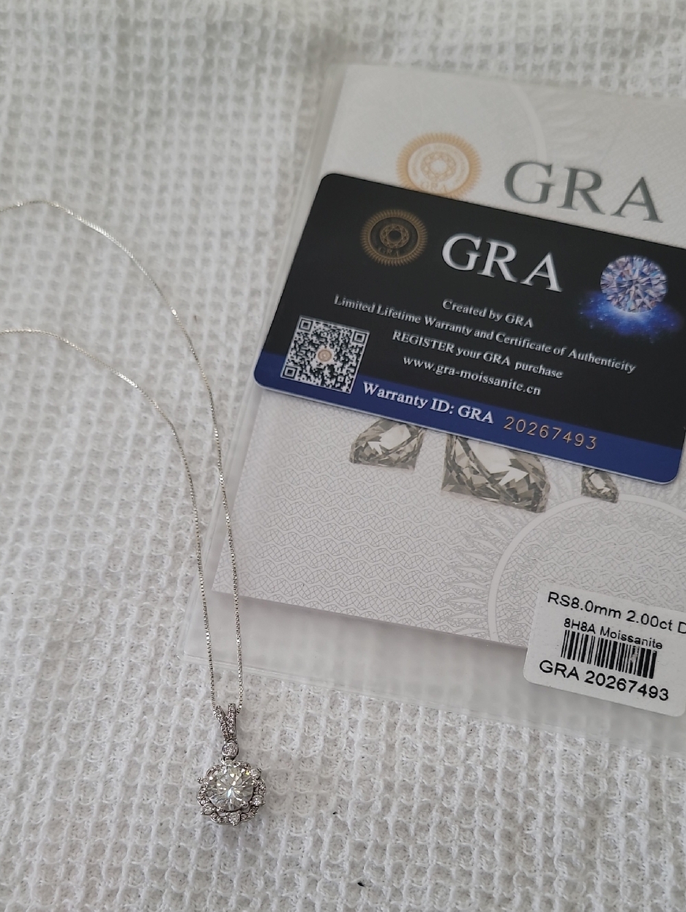 GRA Moissanite Halo Pendant Necklace in Sterling Silver